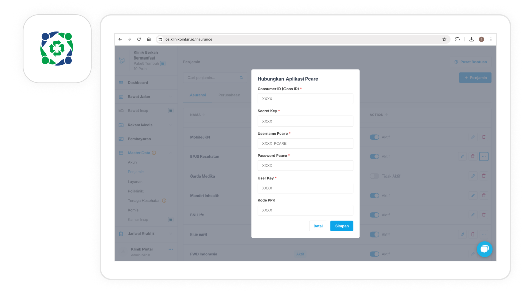 Bridging Pcare pada Aplikasi Klinik Pintar