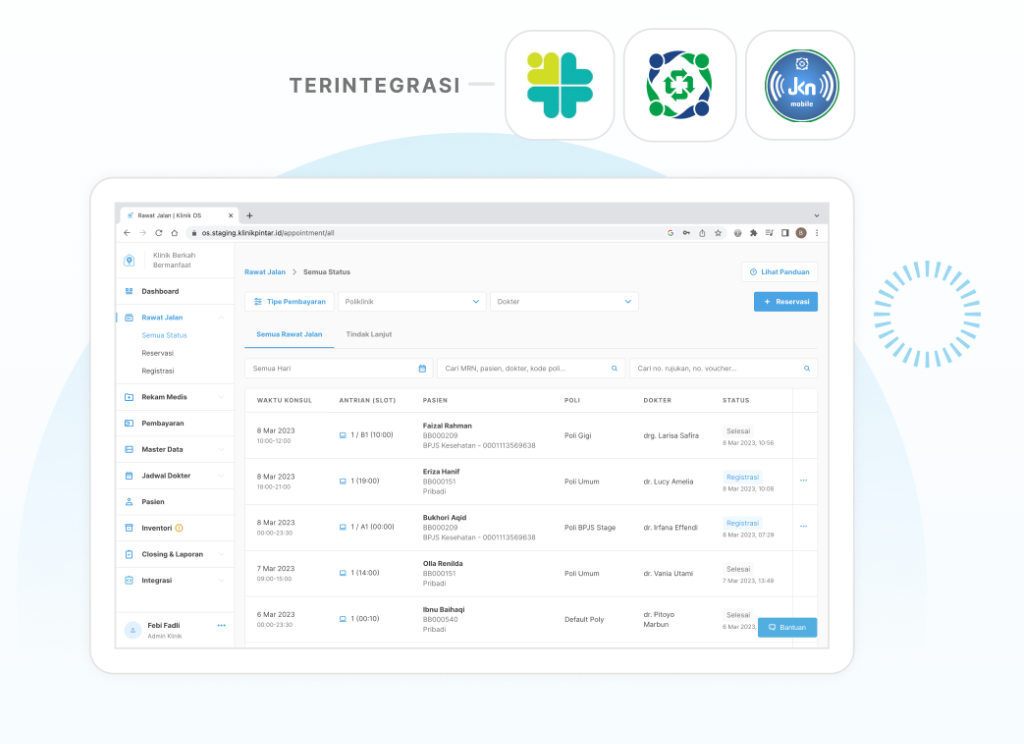 Aplikasi Klinik Pintar terintegrasi SATUSEHAT BPJS